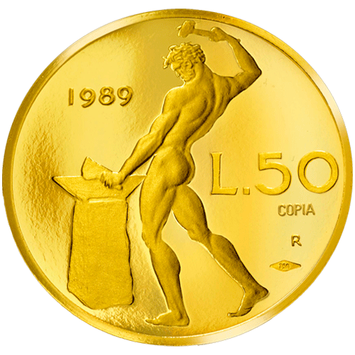 50 Lire  Vulcano 1989 Oro