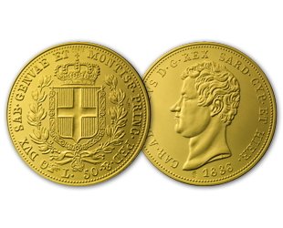 Lire 50 1836 Regno di Sardegna Oro