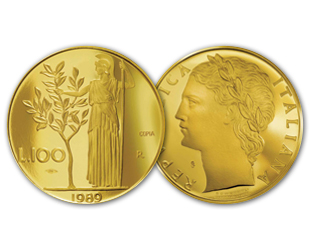 100 Lire Minerva 1989 Oro