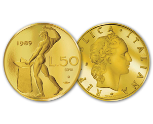 50 Lire  Vulcano 1989 Oro