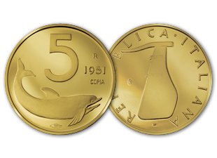 5 LIRE DEL 1951 DELFINO ORO