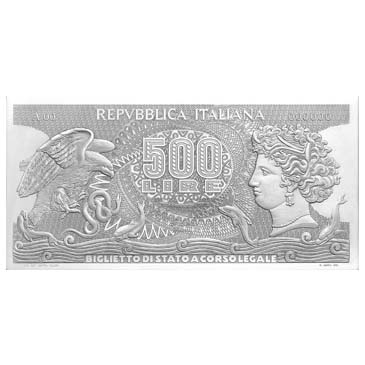 LIRE 500 “TIPO 1966” ARETUSA – ARGENTO