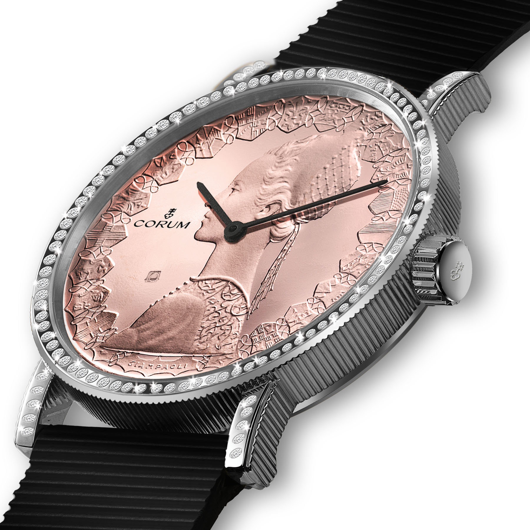 OROLOGIO CORUM ARTISANS COIN WATCH PROFILO DI DONNA 98 DIAMANTI